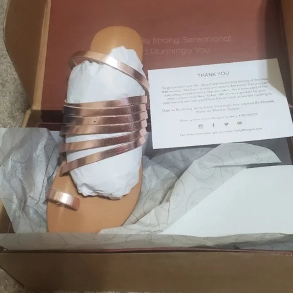 Gold color Multi Crossed Toe Loop Sandal - Picture 9 of 11